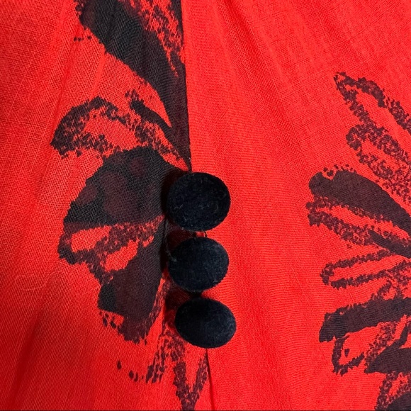 Vintage 1940s semi-sheer a-line red dress with allover black floral print. Small - Picture 15 of 15